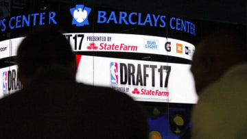BROOKLYN, NY - JUNE 22: A shot of the scoreboard during the 2017 NBA Draft on June 22, 2017 at Barclays Center in Brooklyn, New York. NOTE TO USER: User expressly acknowledges and agrees that, by downloading and or using this photograph, User is consenting to the terms and conditions of the Getty Images License Agreement. Mandatory Copyright Notice: Copyright 2017 NBAE (Photo by Ashlee Espinal/NBAE via Getty Images)