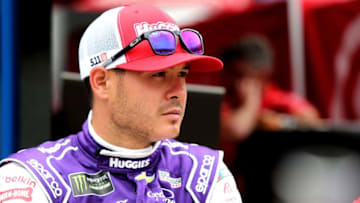 BRISTOL, TN - AUGUST 18: Kyle Larson, driver of the #42 Huggies Little Movers Chevrolet, sits by his car during practice for the Monster Energy NASCAR Cup Series Bass Pro Shops NRA Night Race at Bristol Motor Speedway on August 18, 2017 in Bristol, Tennessee. (Photo by Jerry Markland/Getty Images)