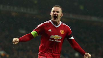 MANCHESTER, UNITED KINGDOM - NOVEMBER 03: Wayne Rooney of Manchester United celebrates after scoring a goal to make it 1-0 during the UEFA Champions League match on November 3, 2015 in Manchester, United Kingdom. (Photo by Matthew Ashton - AMA/Getty Images)