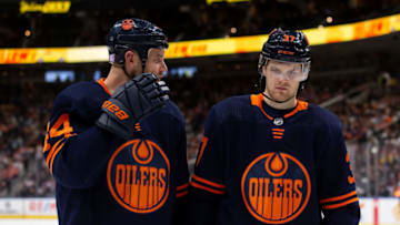 Zack Kassian #44, Warren Foegele #37, Edmonton Oilers (Photo by Codie McLachlan/Getty Images)