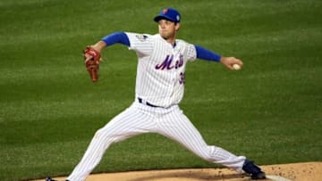 Oct 31, 2015; New York City, NY, USA; New York Mets starting pitcher Steven Matz throws a pitch against the Kansas City Royals in the first inning in game four of the World Series at Citi Field. Mandatory Credit: Anthony Gruppuso-USA TODAY Sports