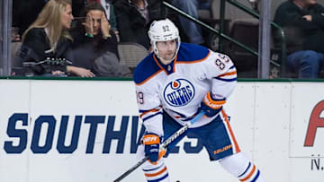 Jan 14, 2014; Dallas, TX, USA; Edmonton Oilers center Sam Gagner (89) skates against the Dallas Stars during the game at the American Airlines Center. The Stars defeated the Oilers 4-2. Mandatory Credit: Jerome Miron-USA TODAY Sports