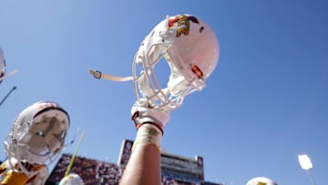 NORMAN, OK - OCTOBER 07: The Iowa State Cyclones celebrate after the game against the Oklahoma Sooners at Gaylord Family Oklahoma Memorial Stadium on October 7, 2017 in Norman, Oklahoma. Iowa State defeated Oklahoma 38-31. (Photo by Brett Deering/Getty Images)