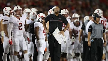 TUCSON, AZ - OCTOBER 29: Head coach David Shaw of the Stanford Cardinal watches from the sidelines during the college football game against the Arizona Wildcats at Arizona Stadium on October 29, 2016 in Tucson, Arizona. (Photo by Christian Petersen/Getty Images)
