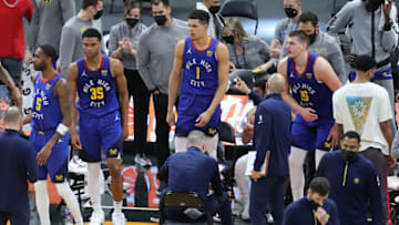 Denver Nuggets bench (Photo by Alex Menendez/Getty Images)