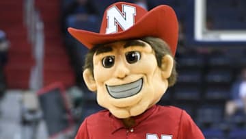 WASHINGTON, DC - MARCH 08: The Nebraska Cornhuskers mascot takes the court in the first round of the Big 10 Tournament on Match 08, 2018, at the Verizon Center in Washington, DC. The Penn State Nittany Lions defeated the Nebraska Cornhuskers, 76-67. (Photo by Mark Goldman/Icon Sportswire via Getty Images)