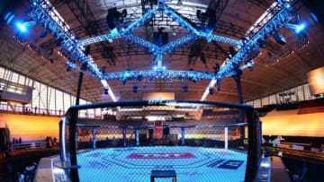 Dec 20, 2014; Barueri, SP, Brazil; A general view of the octagon before UFC Fight Night between Lyoto Machida and C.B. Dolloway at Jose Correa Arena. Mandatory Credit: Jason Silva-USA TODAY Sports