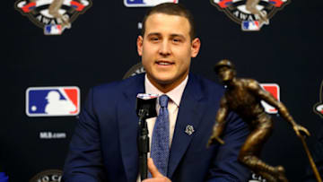 HOUSTON, TX - OCTOBER 27: 2017 Roberto Clemente Award winner Anthony Rizzo