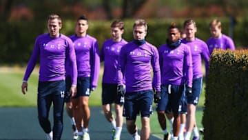 ENFIELD, ENGLAND - APRIL 29: Harry Kane and Christian Eriksen of Tottenham Hotspur walk out with team mates during a training session at the club's training ground on April 29, 2016 in Enfield, England. (Photo by Tottenham Hotspur FC/Tottenham Hotspur FC via Getty Images)