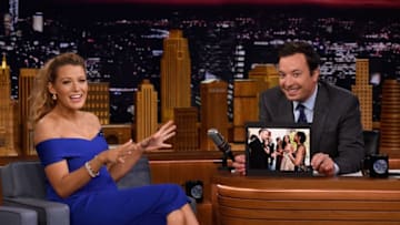 NEW YORK, NY - JUNE 20: Blake Lively and host Jimmy Fallon during a segment on 'The Tonight Show Starring Jimmy Fallon' at Rockefeller Center on June 20, 2016 in New York City. (Photo by Jamie McCarthy/Getty Images for NBC)