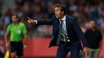 GIRONA, SPAIN - AUGUST 26: Julen Lopetegui, Manager of Real Madrid reacts during the La Liga match between Girona FC and Real Madrid CF at Montilivi Stadium on August 26, 2018 in Girona, Spain. (Photo by Quality Sport Images/Getty Images)