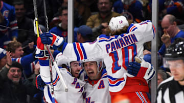 New York Rangers left wing Artemi Panarin (10) and center Mika Zibanejad Credit: Dennis Schneidler-USA TODAY Sports