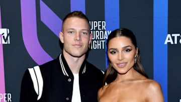 Christian McCaffrey and Olivia Culpo (Photo by Dimitrios Kambouris/Getty Images for AT&T)