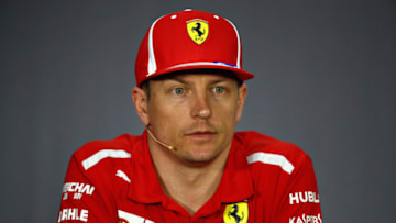 BAHRAIN, BAHRAIN - APRIL 05: Kimi Raikkonen of Finland and Ferrari in the Drivers Press Conference during previews ahead of the Bahrain Formula One Grand Prix at Bahrain International Circuit on April 5, 2018 in Bahrain, Bahrain. (Photo by Clive Mason/Getty Images)