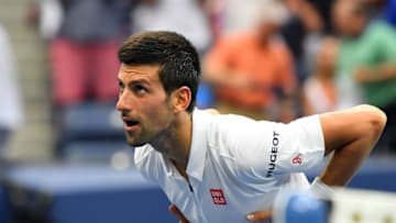 Sept 9, 2016; New York, NY, USA;Novak Djokovic of Serbia after beating Gael Monfils of France on day twelve of the 2016 U.S. Open tennis tournament at USTA Billie Jean King National Tennis Center. Mandatory Credit: Robert Deutsch-USA TODAY Sports