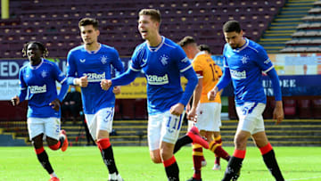 MOTHERWELL, SCOTLAND - SEPTEMBER 27: Cedric Itten of Rangers celebrates after scoring his sides fifth goal during the Ladbrokes Scottish Premiership match between Motherwell and Rangers at Fir Park on September 27, 2020 in Motherwell, Scotland. (Photo by Mark Runnacles/Getty Images)