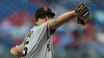 PHILADELPHIA, PA - MAY 08: Pitcher Derek Holland #45 of the San Francisco Giants delivers a pitch against the Philadelphia Phillies during the second inning of a game at Citizens Bank Park on May 8, 2018 in Philadelphia, Pennsylvania. (Photo by Rich Schultz/Getty Images)