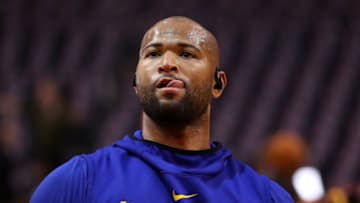 TORONTO, ONTARIO - MAY 30: DeMarcus Cousins #0 of the Golden State Warriors warms up before Game One of the 2019 NBA Finals against the Toronto Raptors at Scotiabank Arena on May 30, 2019 in Toronto, Canada. NOTE TO USER: User expressly acknowledges and agrees that, by downloading and or using this photograph, User is consenting to the terms and conditions of the Getty Images License Agreement. (Photo by Gregory Shamus/Getty Images)