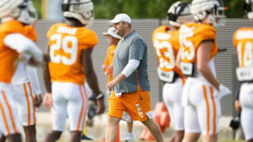 Tennessee head coach Josh Heupel during the team's football practice on Tuesday, August 10, 2021.Kns Ut Football Practice Bp
