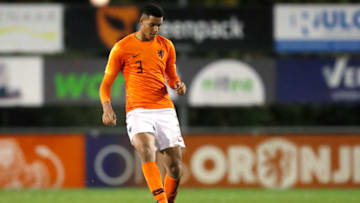 'S-GRAVENZANDE, NETHERLANDS - NOVEMBER 19: Xavier Mbuyamba of Holland U19 during the U19 Men match between Holland U19 v Mexico U19 at the Sportpark Juliana on November 19, 2019 in 's-Gravenzande Netherlands (Photo by Pim Waslander/Soccrates/Getty Images)