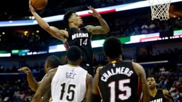 Oct 23, 2015; New Orleans, LA, USA; Miami Heat guard Gerald Green (14) dunks against the New Orleans Pelicans during the second quarter of a game at the Smoothie King Center. Mandatory Credit: Derick E. Hingle-USA TODAY Sports