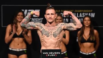 BROOKLYN, NEW YORK - JANUARY 18: Gregor Gillespie poses on the scale during the UFC Fight Night weigh-in at Barclays Center on January 18, 2019 in the Brooklyn borough of New York City. (Photo by Josh Hedges/Zuffa LLC/Zuffa LLC via Getty Images)
