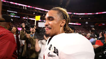 ATLANTA, GA - JANUARY 08: Jalen Hurts #2 of the Alabama Crimson Tide celebrates beating the Georgia Bulldogs in overtime and winning the CFP National Championship presented by AT&T at Mercedes-Benz Stadium on January 8, 2018 in Atlanta, Georgia. Alabama won 26-23. (Photo by Christian Petersen/Getty Images)