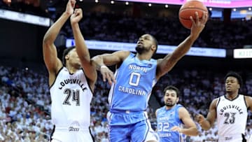 LOUISVILLE, KENTUCKY - FEBRUARY 02: Seventh Woods #0of the North Carolina Tar Heels shoots the ball against the Louisville Cardinals at KFC YUM! Center on February 02, 2019 in Louisville, Kentucky. (Photo by Andy Lyons/Getty Images)