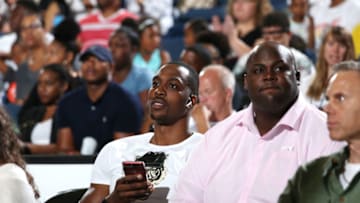 ROSEMONT, IL - JULY 28: Dwight Howard of the Charlotte Hornets attends the game between the Phoenix Mercury and the Chicago Sky on July 28, 2017 at Allstate Arena in Rosemont, IL. NOTE TO USER: User expressly acknowledges and agrees that, by downloading and/or using this Photograph, user is consenting to the terms and conditions of the Getty Images License Agreement. Mandatory Copyright Notice: Copyright 2017 NBAE (Photo by Gary Dineen/NBAE via Getty Images)