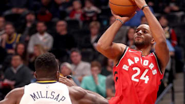Norman Powell #24 of the Toronto Raptors puts up a shot. (Photo by Matthew Stockman/Getty Images)