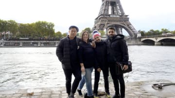 TOP CHEF -- "Champions in Paris" Episode 2013 -- Pictured: (l-r) Buddha Lo, Sara Bradley, Gabriel Rodriguez, Ali Al Ghzawi -- (Photo by: Fred Jagueneau/Bravo)