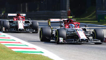 Antonio Giovinazzi and Kimi Raikkonen, Alfa Romeo, Formula 1 (Photo by Jenifer Lorenzini/Pool via Getty Images)