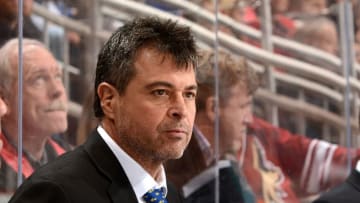 GLENDALE, AZ - JANUARY 07: Head coach Jack Capuano of the New York Islanders looks on from the bench against the Arizona Coyotes at Gila River Arena on January 7, 2017 in Glendale, Arizona. (Photo by Norm Hall/NHLI via Getty Images)