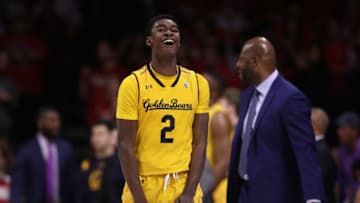TUCSON, AZ - MARCH 03: Juhwan Harris-Dyson #2 of the California Golden Bears reacts during the second half of the college basketball game against the Arizona Wildcats at McKale Center on March 3, 2018 in Tucson, Arizona. The Wildcats defeated the Golden Bears 66-54 to win the PAC-12 Championship. (Photo by Christian Petersen/Getty Images)