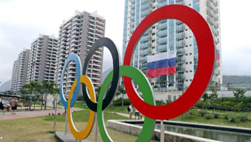 Aug 2, 2016; Rio de Janeiro, Brazil; A view of the Olympic rings at Athlete Village prior to the 2016 Rio Olympics games. Mandatory Credit: Peter Casey-USA TODAY Sports