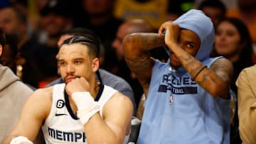 Dillon Brooks #24 and Ja Morant #12 of the Memphis Grizzlies (Photo by Ronald Martinez/Getty Images)