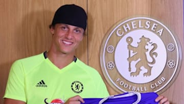COBHAM, ENGLAND - AUGUST 31: David Luiz is unveiled as Chelsea's new signing at Chelsea Training Ground on August 31, 2016 in Cobham, England. (Photo by Chelsea Football Club/Chelsea FC via Getty Images)