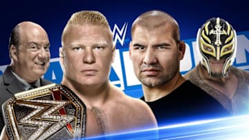 Cain Velasquez confronts Brock Lesnar on the Oct. 25, 2019 edition of WWE Friday Night SmackDown. Photo: WWE.com