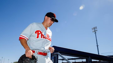 Oct 13, 2016; Peoria, AZ, USA; Scottsdale Scorpions infielder Scott Kingery of the Philadelphia Phillies against the Peoria Javelinas during an Arizona Fall League game at Peoria Sports Complex. Mandatory Credit: Mark J. Rebilas-USA TODAY Sports