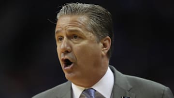 KANSAS CITY, MISSOURI - MARCH 31: Head coach John Calipari of the Kentucky Wildcats reacts to a play against the Auburn Tigers during the 2019 NCAA Basketball Tournament Midwest Regional at Sprint Center on March 31, 2019 in Kansas City, Missouri. (Photo by Christian Petersen/Getty Images)