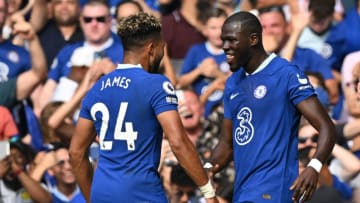 Kalidou Koulibaly (right) and Reece James (left) celebrate after the former scored to give Chelsea a 1-0 lead against Tottenham. Reece would late score Chelsea's second. (Photo by GLYN KIRK/AFP via Getty Images)