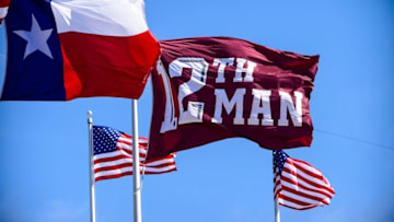 Oct 8, 2016; College Station, TX, USA; A general view of the Texas flag, 12th Man flag, and American flags before the game between the Texas A&M Aggies and the Tennessee Volunteers at Kyle Field. The Aggies defeat the Volunteers 45-38 in overtime. Mandatory Credit: Jerome Miron-USA TODAY Sports