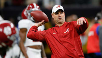 ATLANTA, GA - JANUARY 08: Alabama Crimson Tide defensive coordinator Jeremy Pruitt on the field during warm ups prior to the game against the Georgia Bulldogs in the CFP National Championship presented by AT&T at Mercedes-Benz Stadium on January 8, 2018 in Atlanta, Georgia. Pruitt was named the new head coach for the Tennessee Volunteers. (Photo by Kevin C. Cox/Getty Images)
