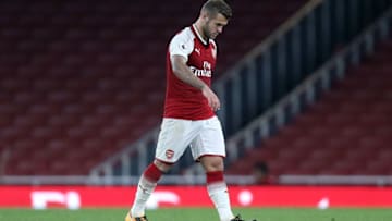 LONDON, ENGLAND - AUGUST 21: Jack Wilshere of Arsenal walks off after being sent off during the Premier League 2 match between Arsenal v Manchester City at Emirates Stadium on August 21, 2017 in London, England. (Photo by James Chance/Getty Images)