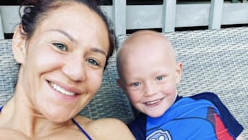 Cris Cyborg and Ryan poolside in South Africa (photo via Cris Cyborg)