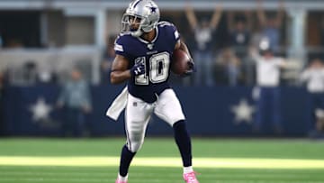 Dec 15, 2019; Arlington, TX, USA; Dallas Cowboys receiver Tavon Austin (10) runs after a reception for a touchdown in the second quarter against the Los Angeles Rams at AT&T Stadium. Mandatory Credit: Matthew Emmons-USA TODAY Sports