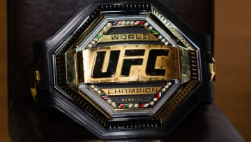 UNIVERSAL CITY, CALIFORNIA - JULY 08: Henry Cejudo's UFC Championship belt is displayed at "Extra" at Universal Studios Hollywood on July 08, 2019 in Universal City, California. (Photo by Noel Vasquez/Getty Images)