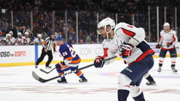 UNIONDALE, NEW YORK - OCTOBER 04: Alex Ovechkin #8 of the Washington Capitals skates against the New York Islanders at NYCB Live's Nassau Coliseum on October 04, 2019 in Uniondale, New York. The Capitals defeated the Islanders 2-1. (Photo by Bruce Bennett/Getty Images)