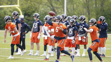 May 25, 2016; Lake Forest, IL, USA; Chicago Bears quarterback Jay Cutler (6) during the OTA practice at Halas Hall. Mandatory Credit: Kamil Krzaczynski-USA TODAY Sports