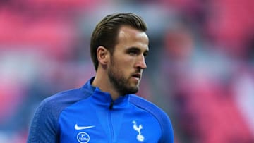 LONDON, ENGLAND - OCTOBER 22: Harry Kane of Tottenham Hotspur looks on during the wamr up prior to the Premier League match between Tottenham Hotspur and Liverpool at Wembley Stadium on October 22, 2017 in London, England. (Photo by David Ramos/Getty Images)